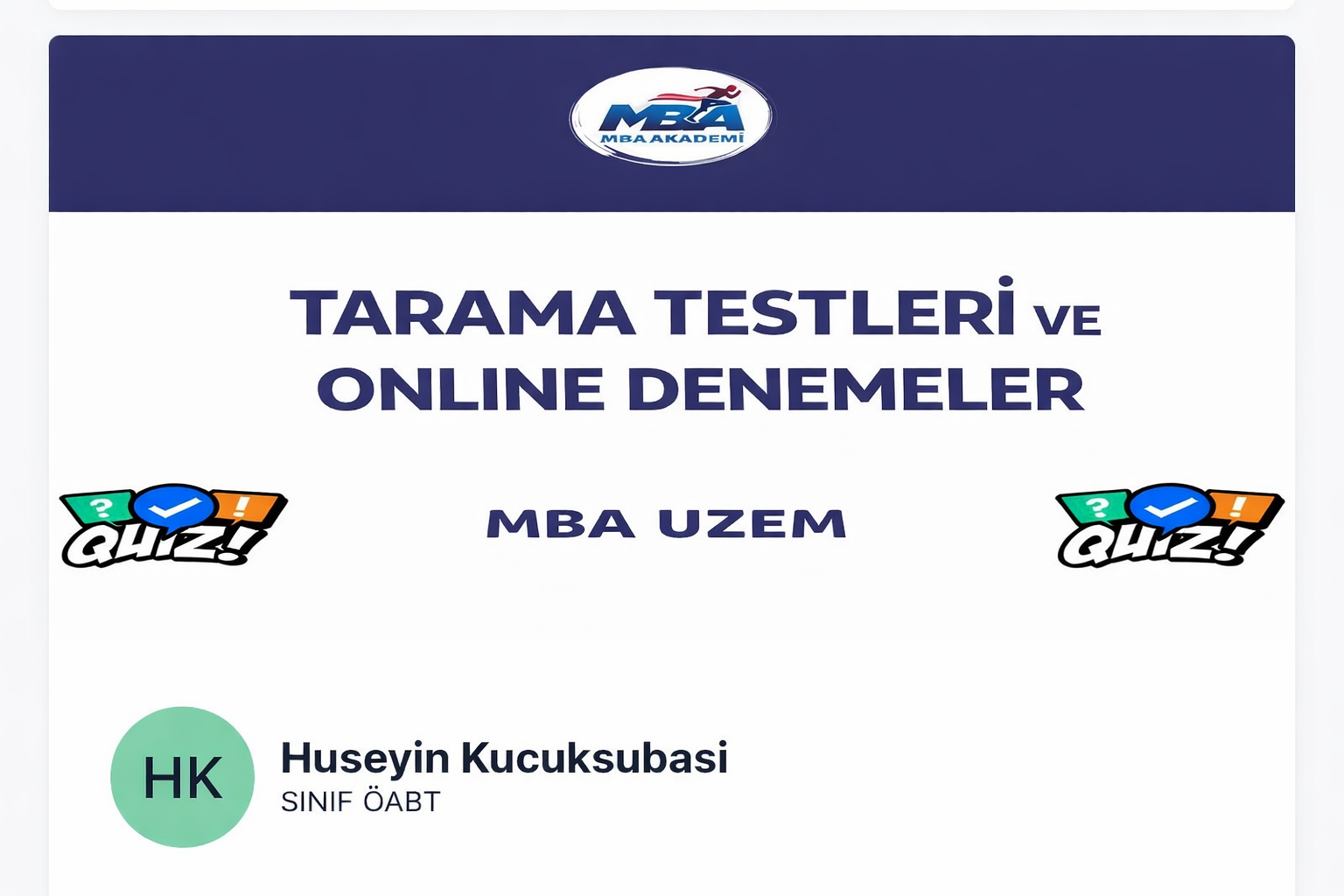 SINIF ÖABT TARAMA TESTLERİ VE ONLINE DENEMELER